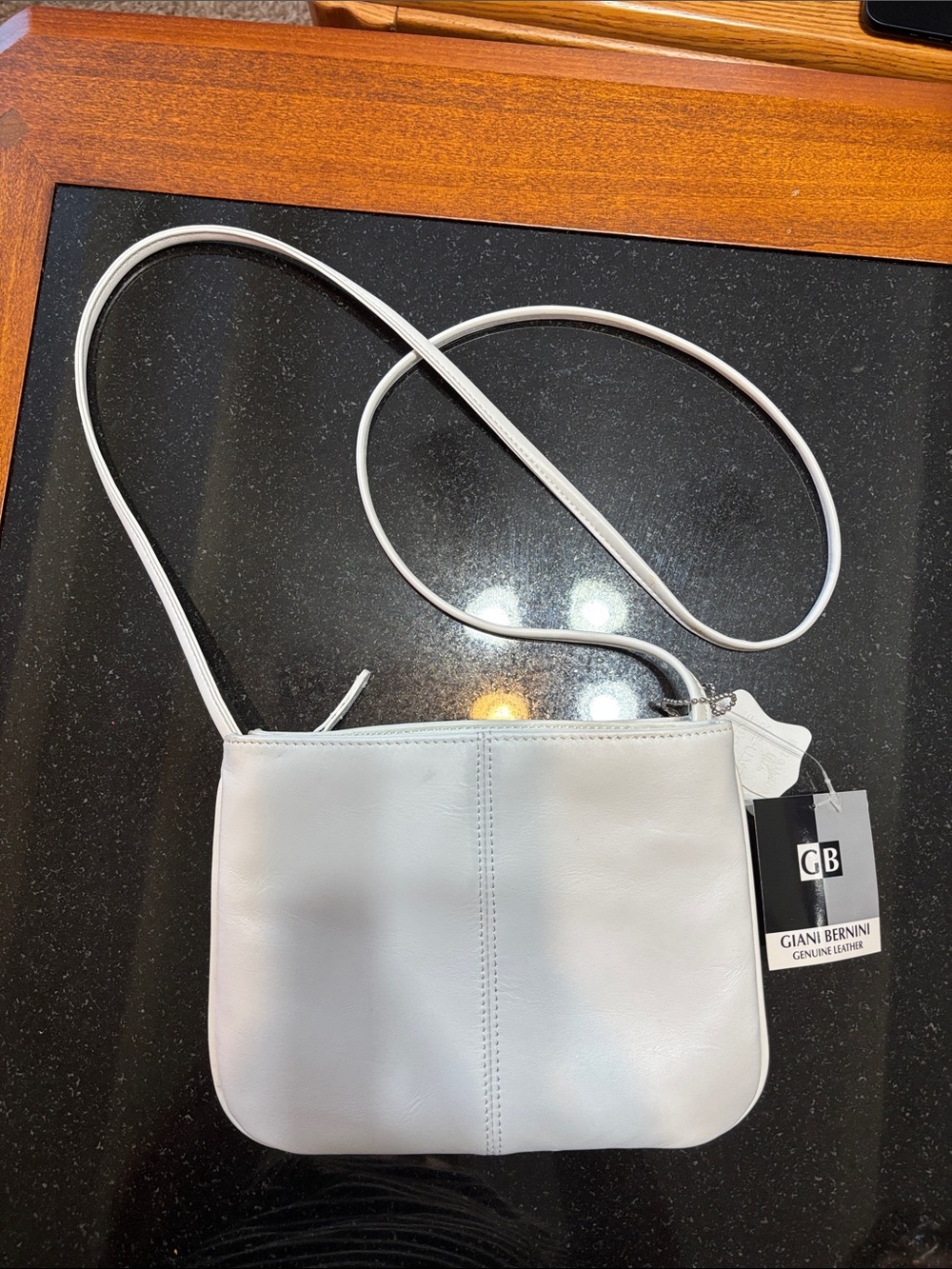 Giani Bernini White Leather Slim Crossbody Bag